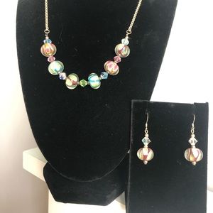 Cute and fun glass necklace and earrings